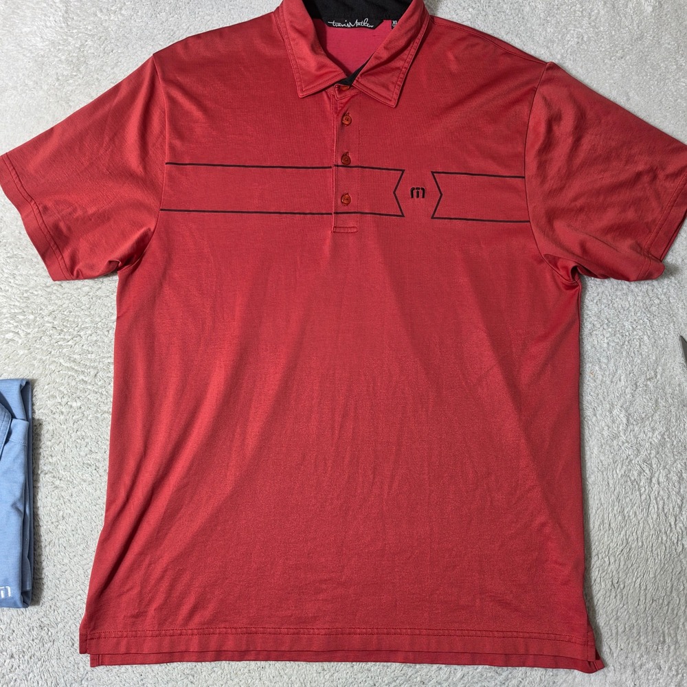 2 Pack! TravisMathew Polos Mens XL‎ Red Blue Bundle Short Sleeve Golf Athletic - Picture 2 of 14